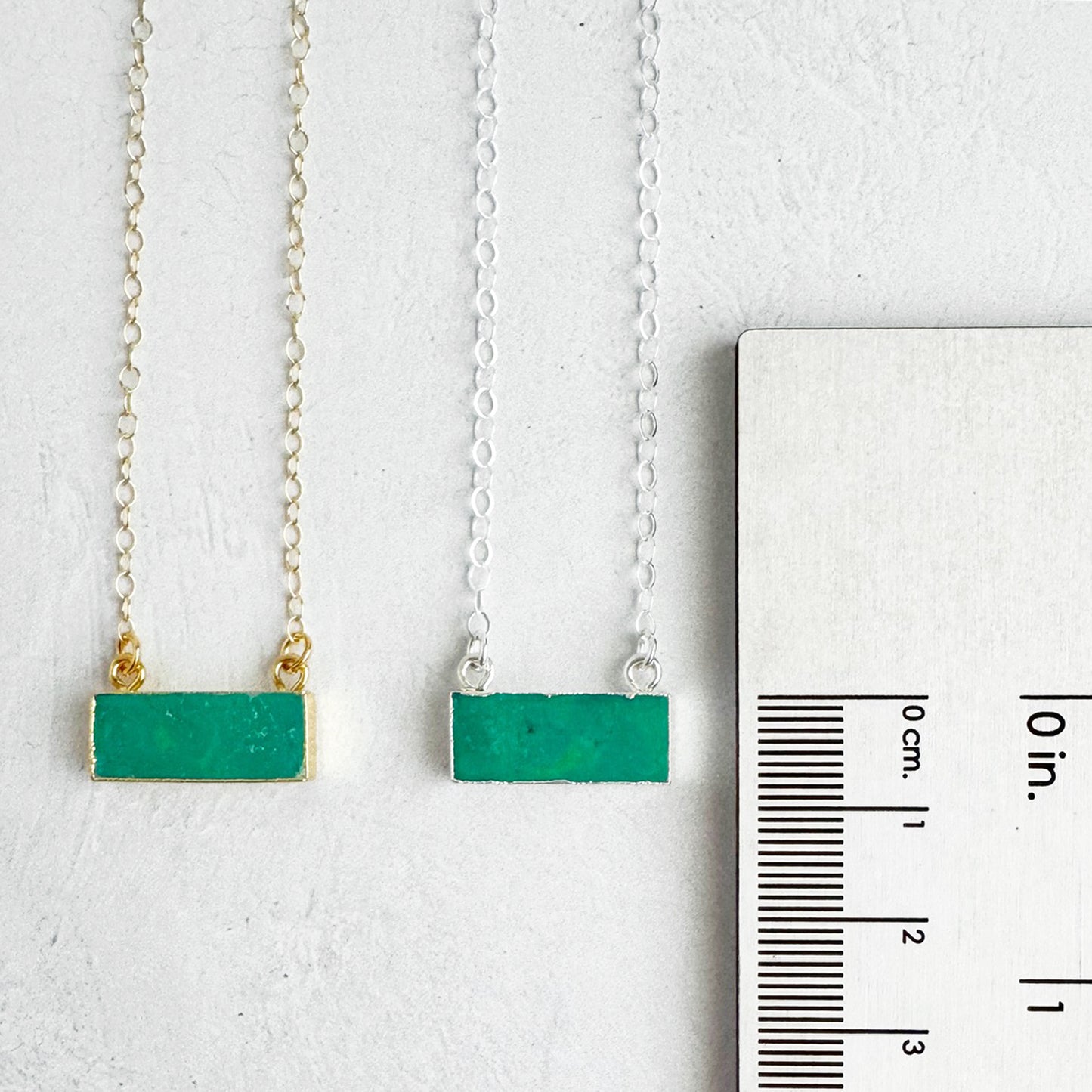 Tibetan Turquoise Bar Necklace in 14k Gold Filled and Sterling Silver
