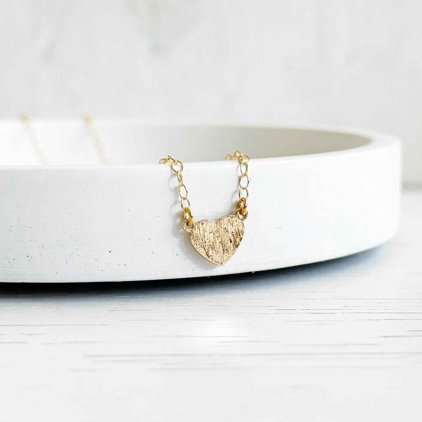 Tiny Heart Charm Necklace in 14k Gold Filled Chain