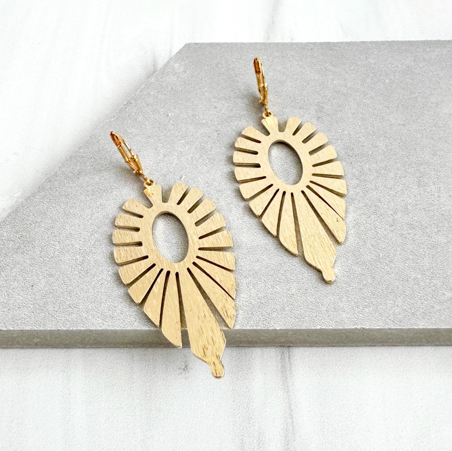 Starburst Dangle Earrings in Brushed Brass Gold