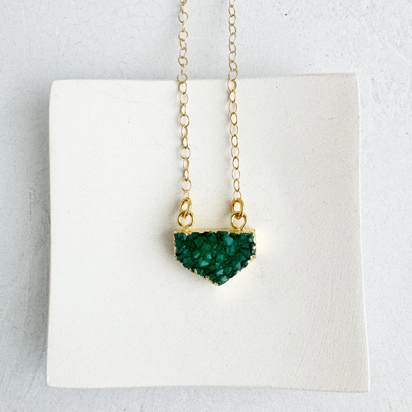 Small Green Druzy Chevron Necklace