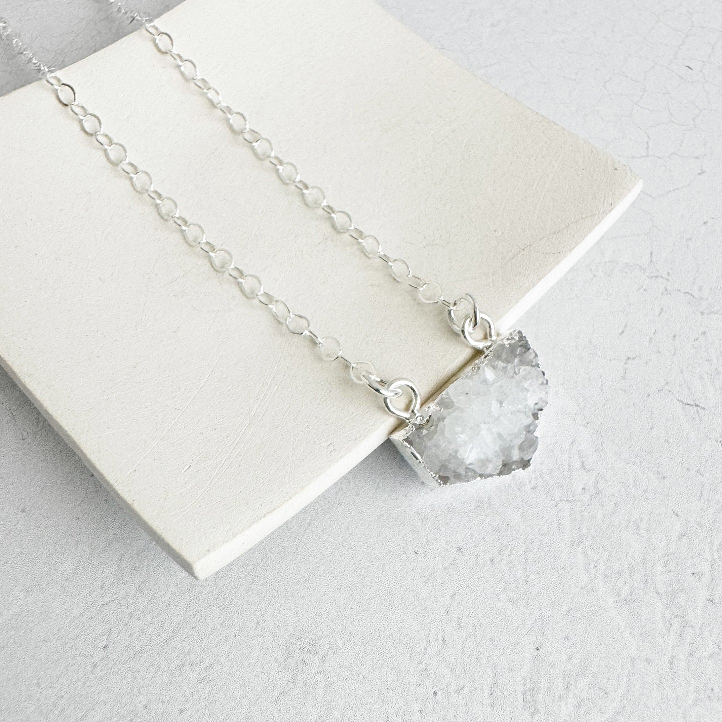 Small White Druzy Chevron Necklace