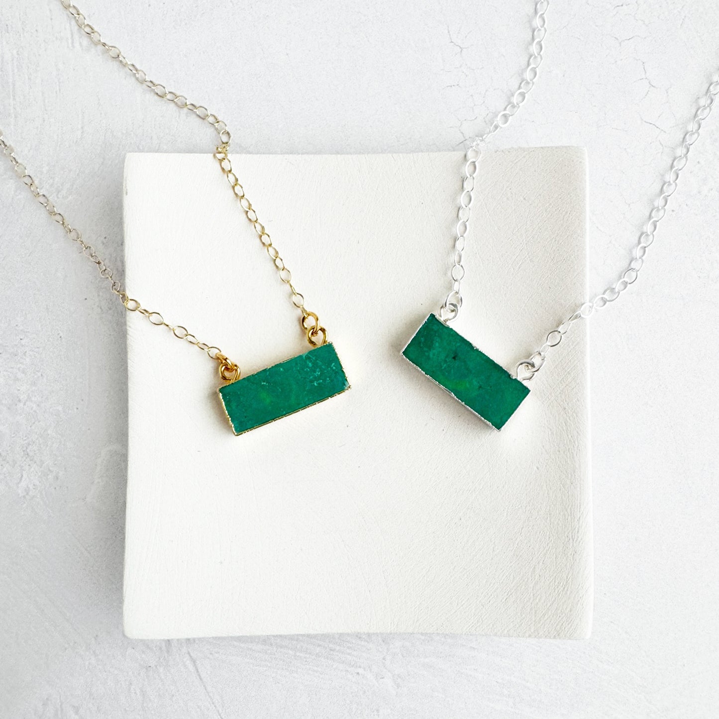 Tibetan Turquoise Bar Necklace in 14k Gold Filled and Sterling Silver