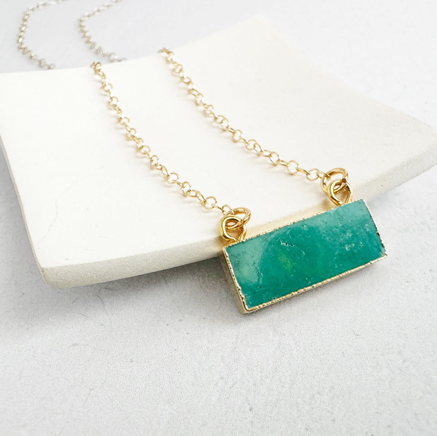 Tibetan Turquoise Bar Necklace in 14k Gold Filled and Sterling Silver