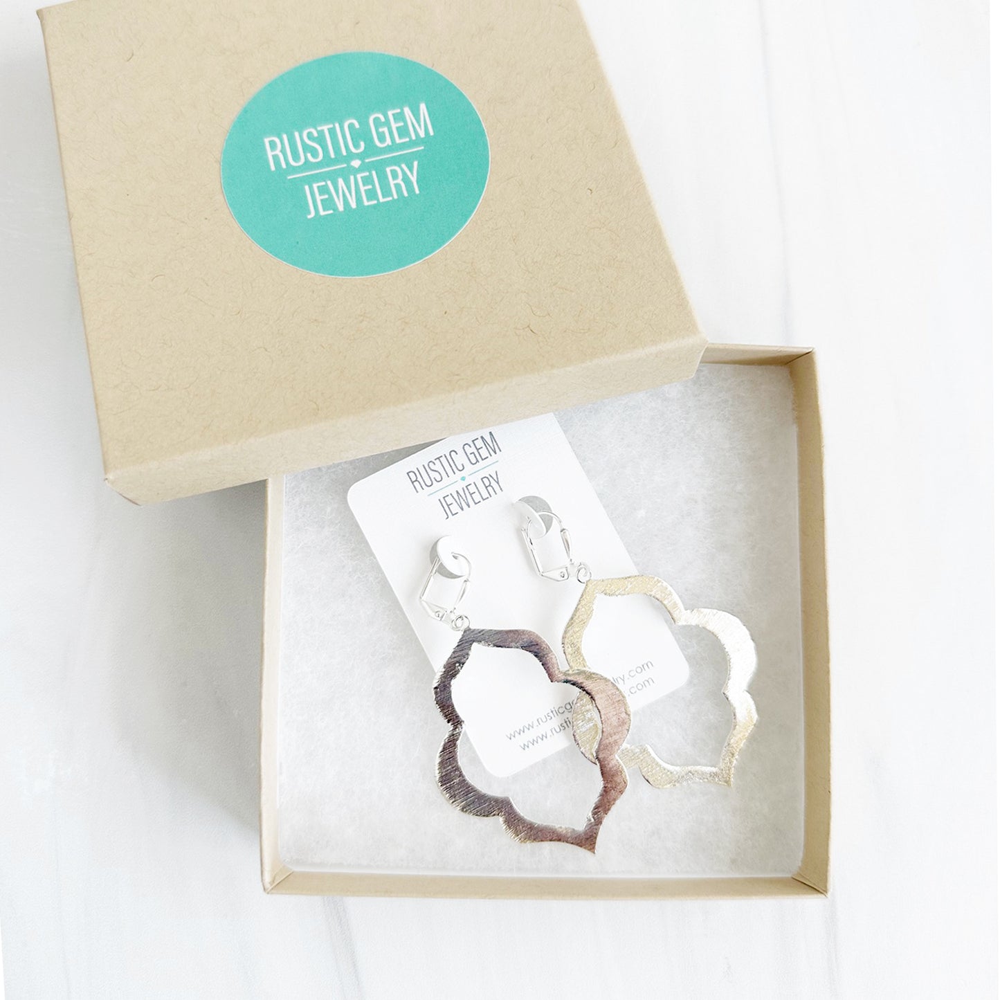 Geometric Quatrefoil Statement Earrings in Silver