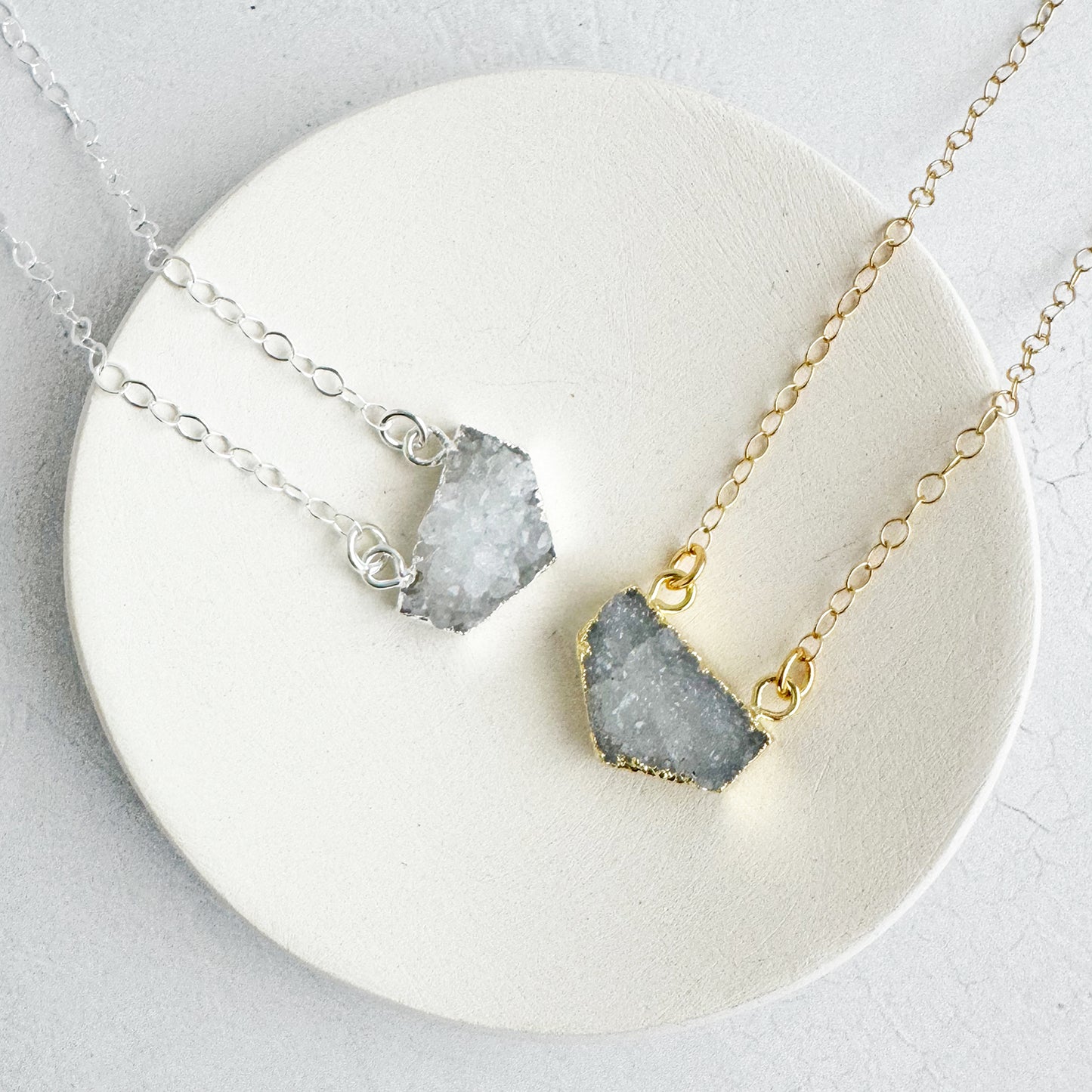 Small White Druzy Chevron Necklace