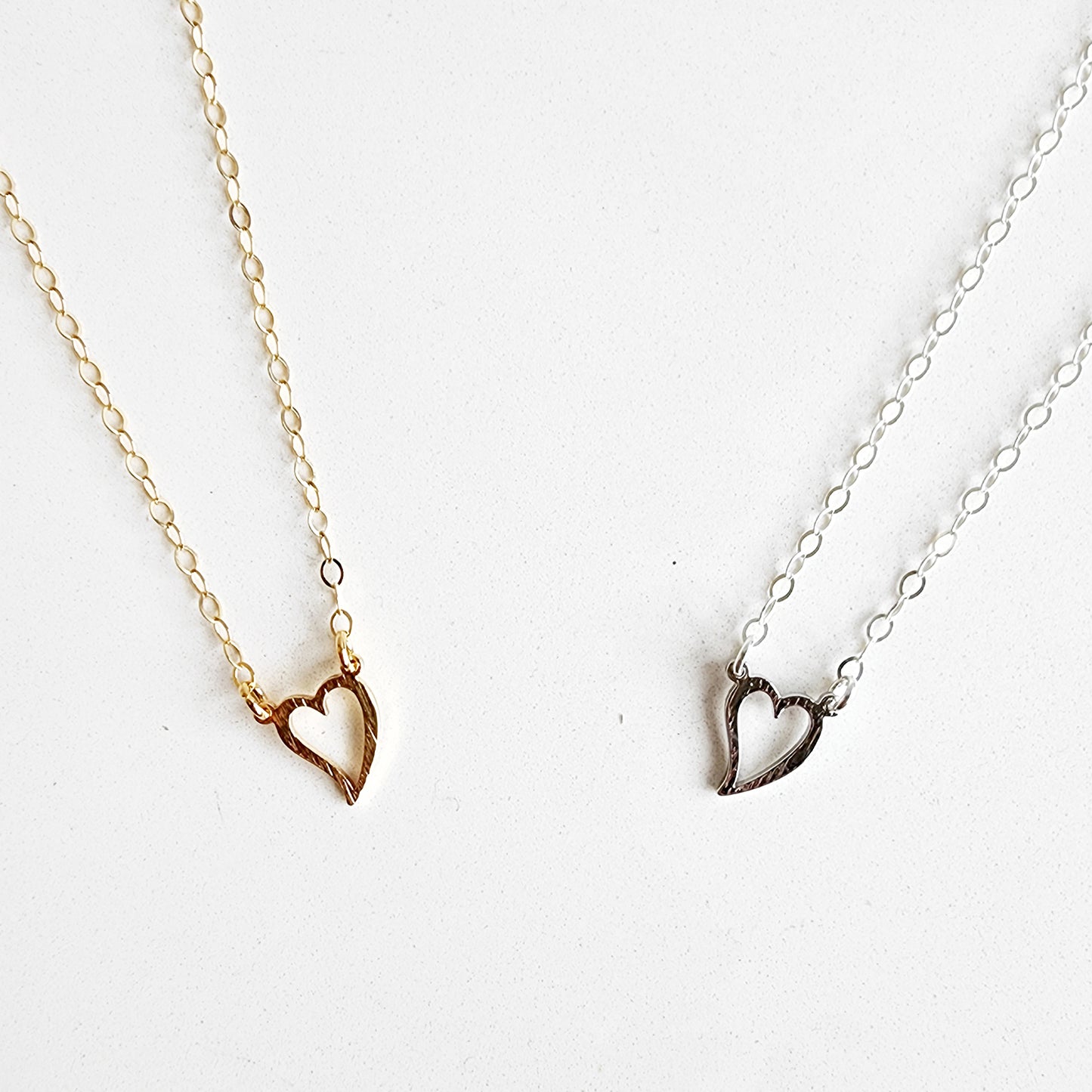 Dainty Heart Necklace in Gold and Silver