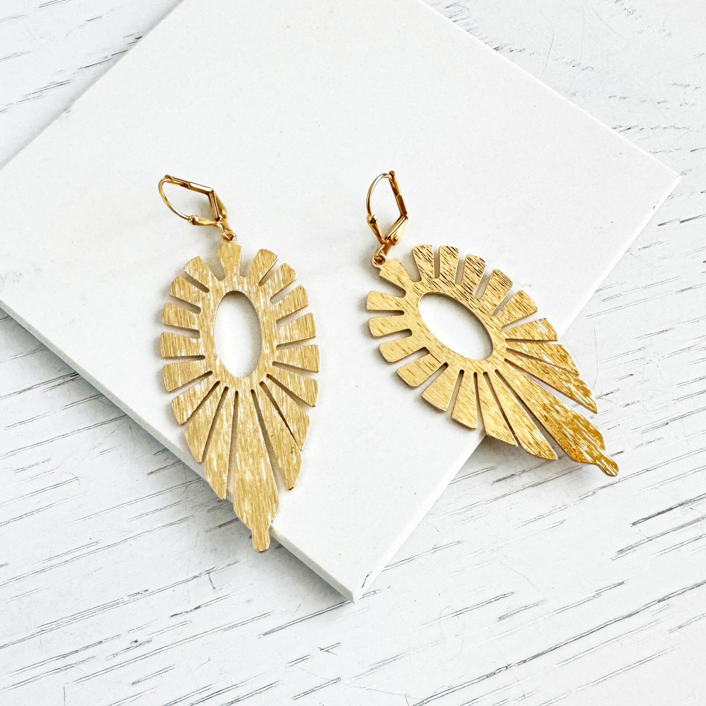 Starburst Dangle Earrings in Brushed Brass Gold