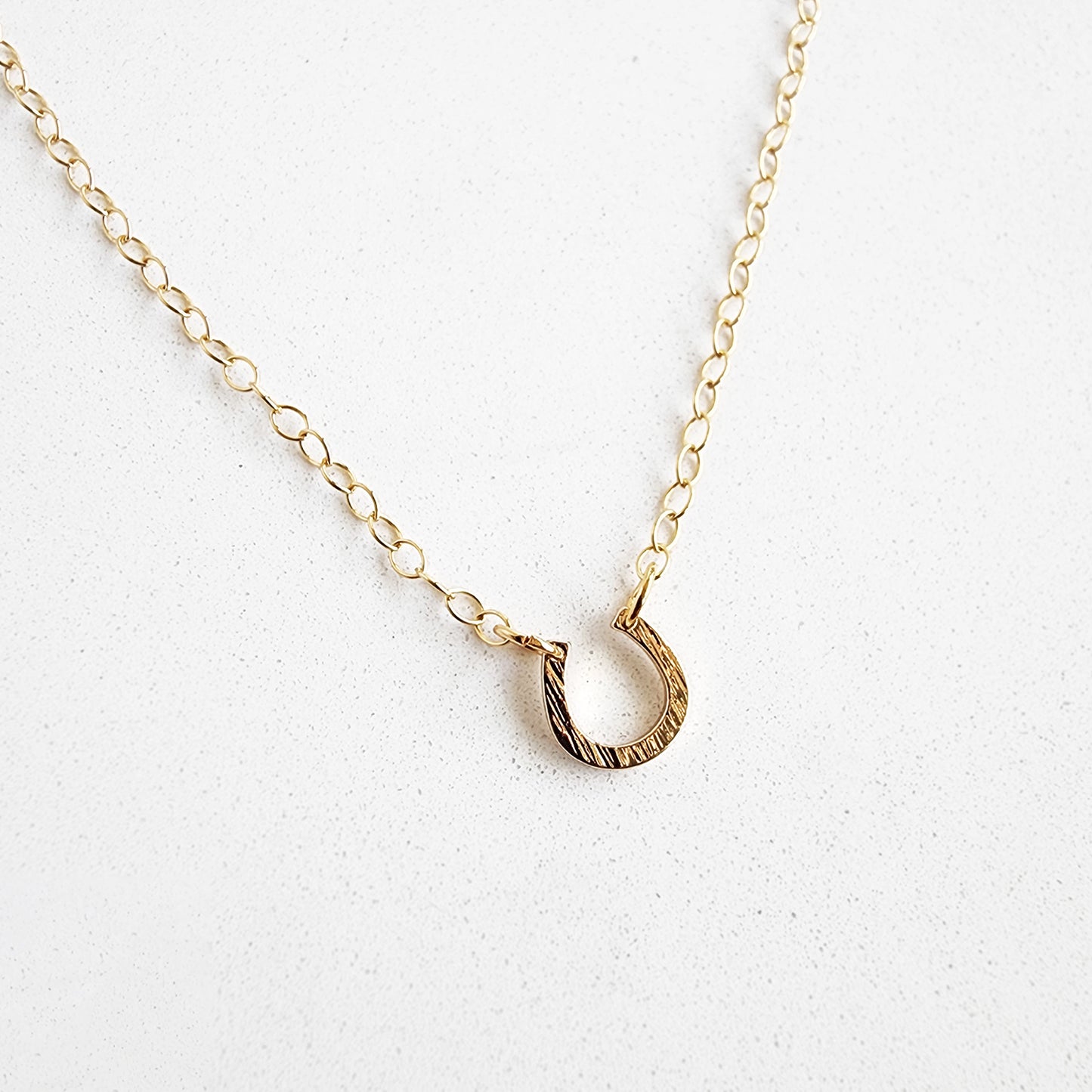 Tiny Horseshoe Charm Necklace in 14k Gold Filled