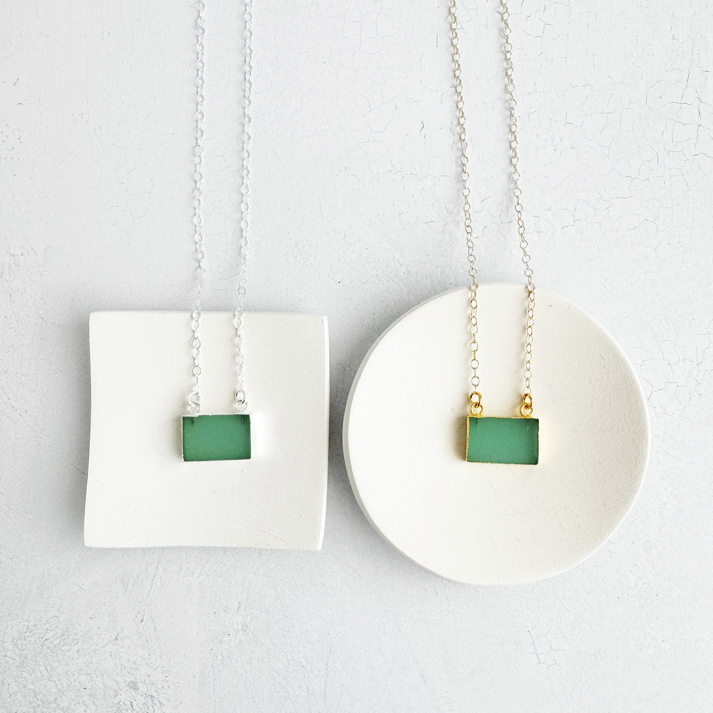 Aqua Chalcedony Bar Necklace