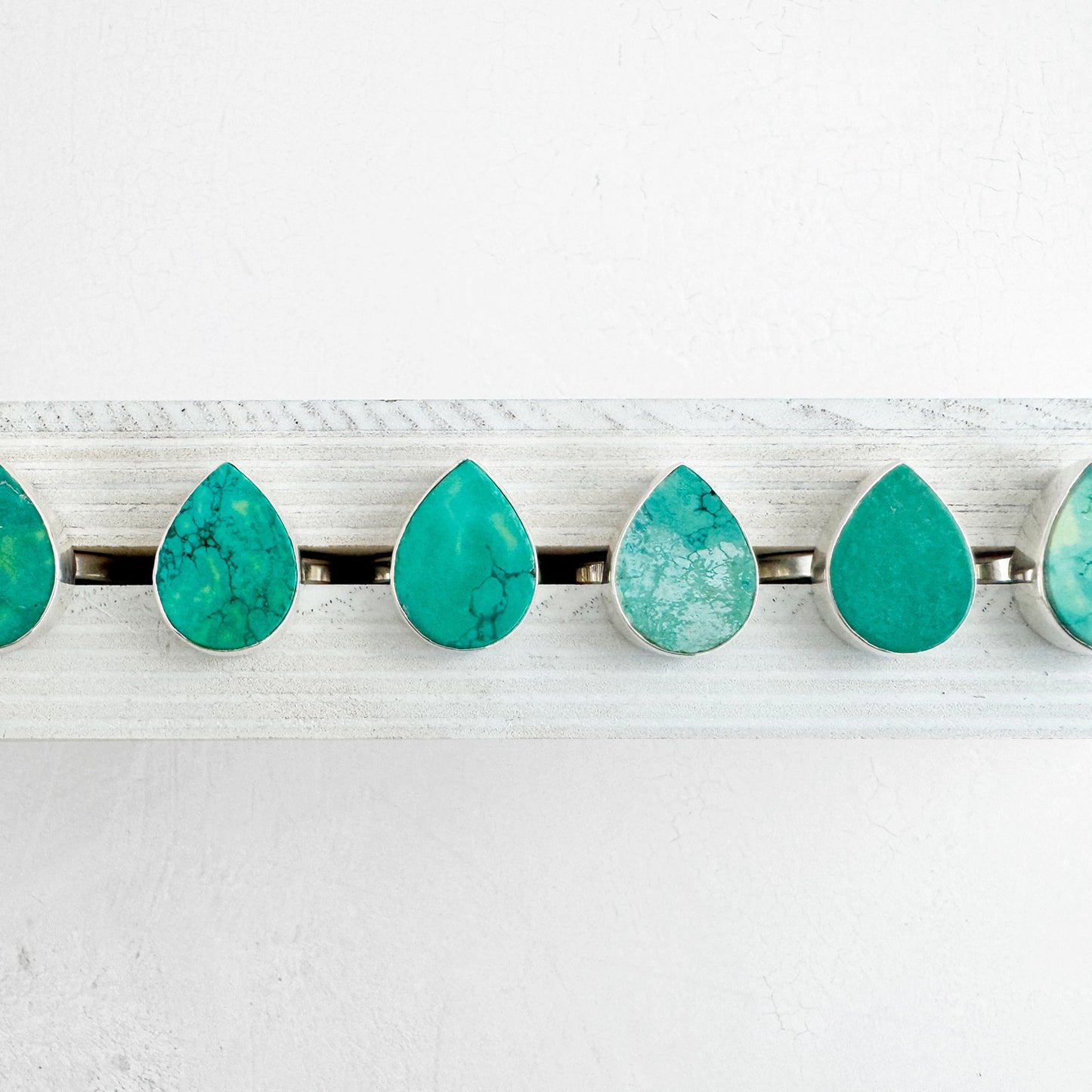 Natural Turquoise Teardrop Ring in Gold and Silver
