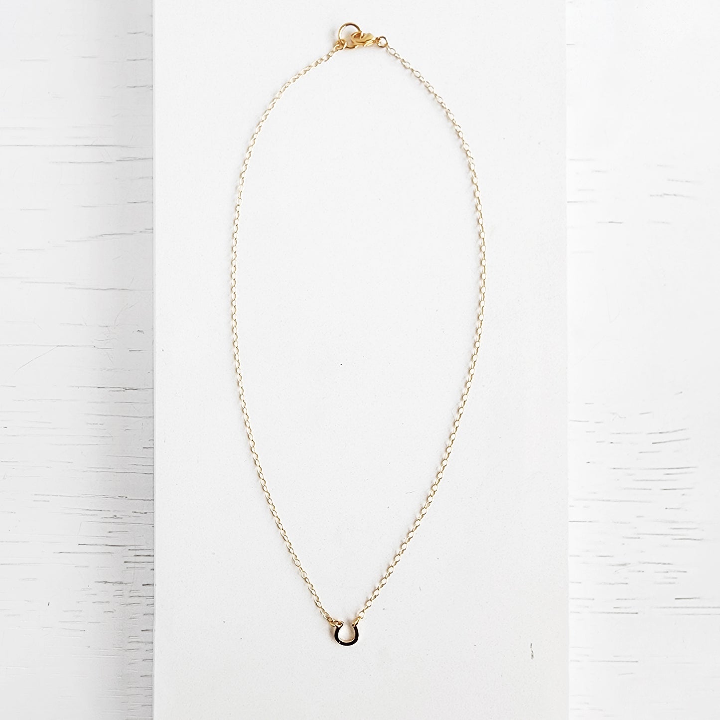 Tiny Horseshoe Charm Necklace in 14k Gold Filled