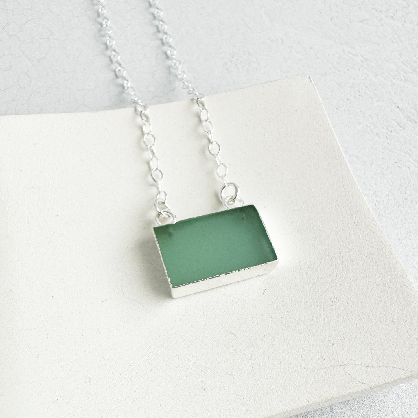 Aqua Chalcedony Bar Necklace