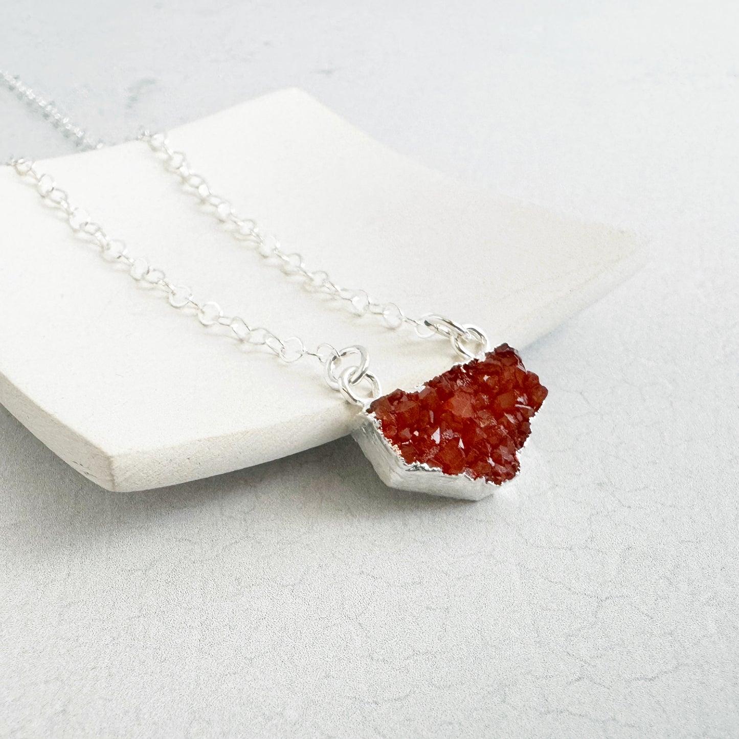 Small Orange Druzy Chevron Necklace