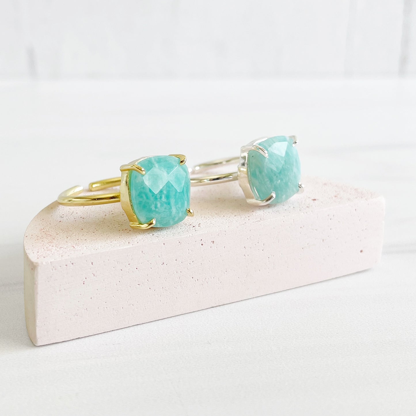 Amazonite Gemstone Ring Prong Setting in Silver or Gold