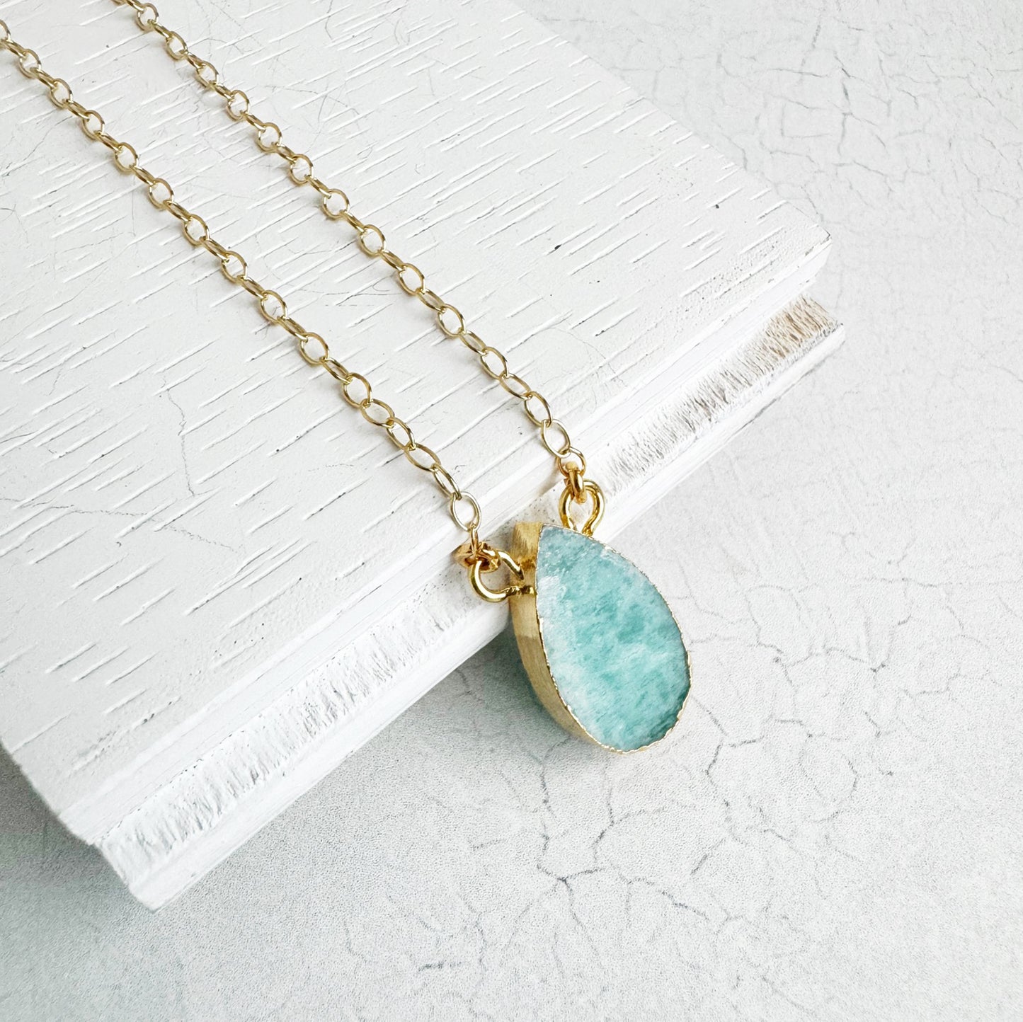 Amazonite Teardrop Necklace in 14k Gold Filled and Sterling Silver