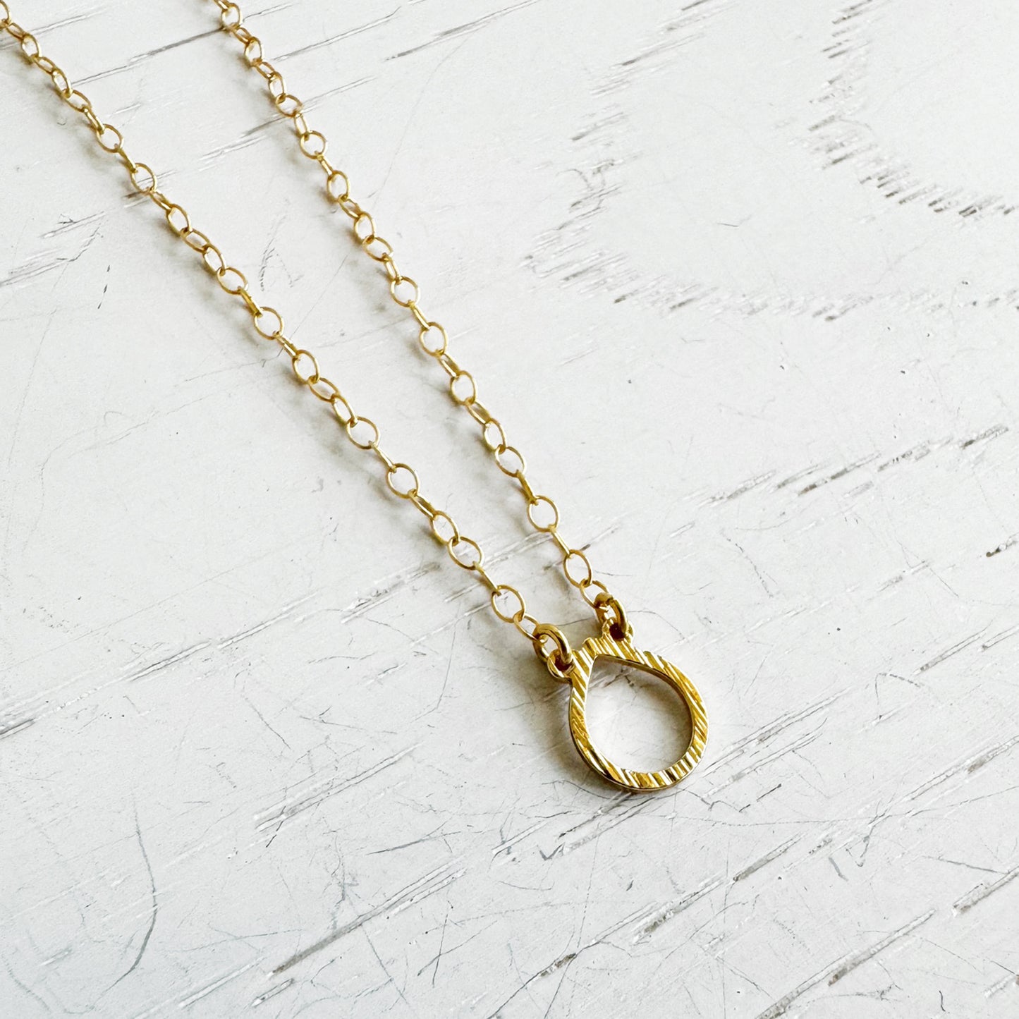 Tiny Teardrop Charm Necklace in 14k Gold Filled Chain