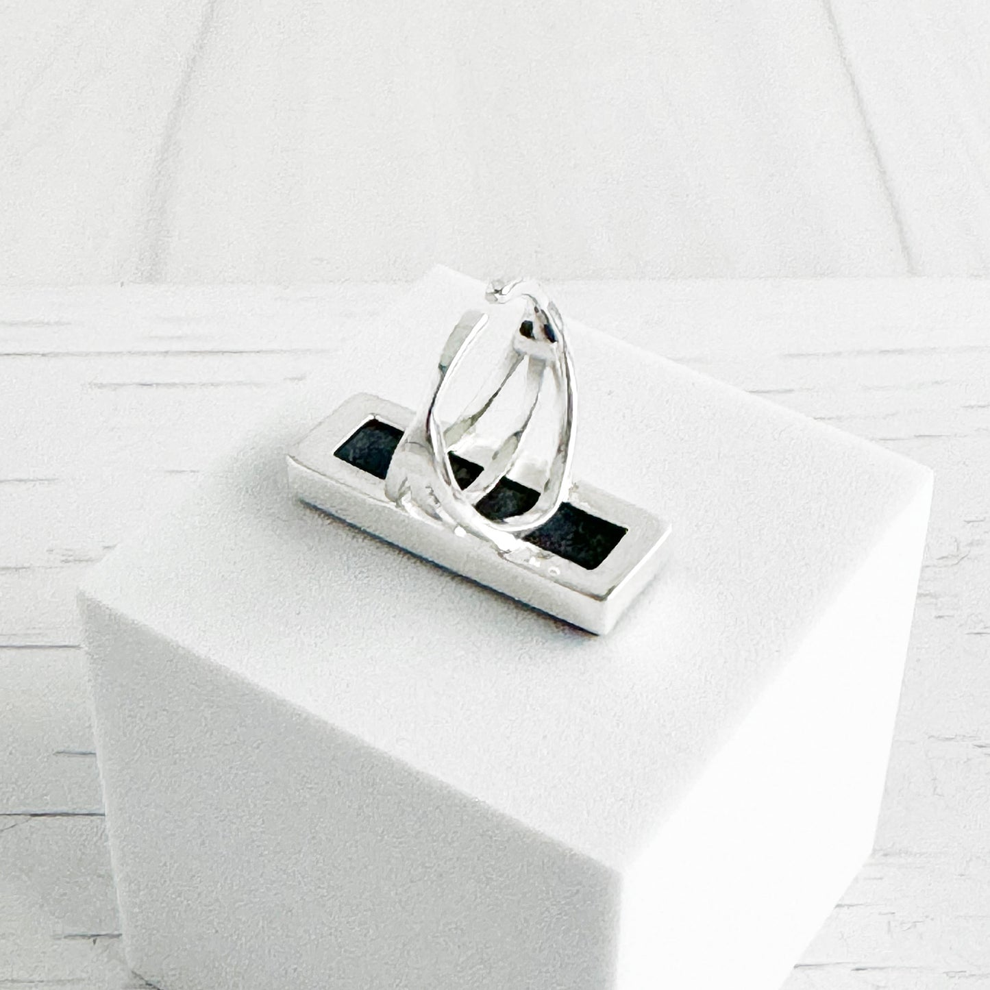 Large Labradorite Rectangle Bar Statement Ring in Gold and Silver