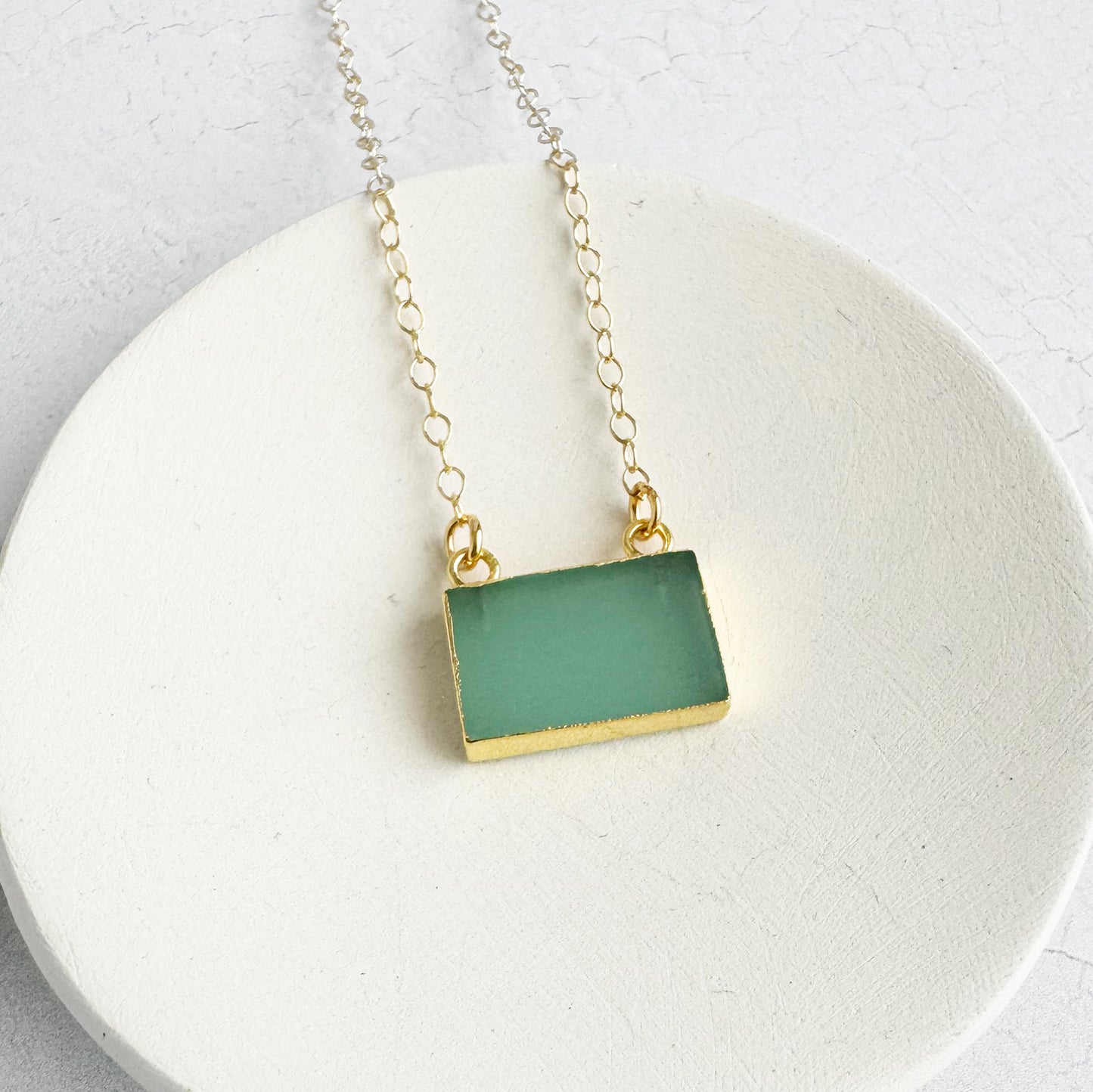 Aqua Chalcedony Bar Necklace