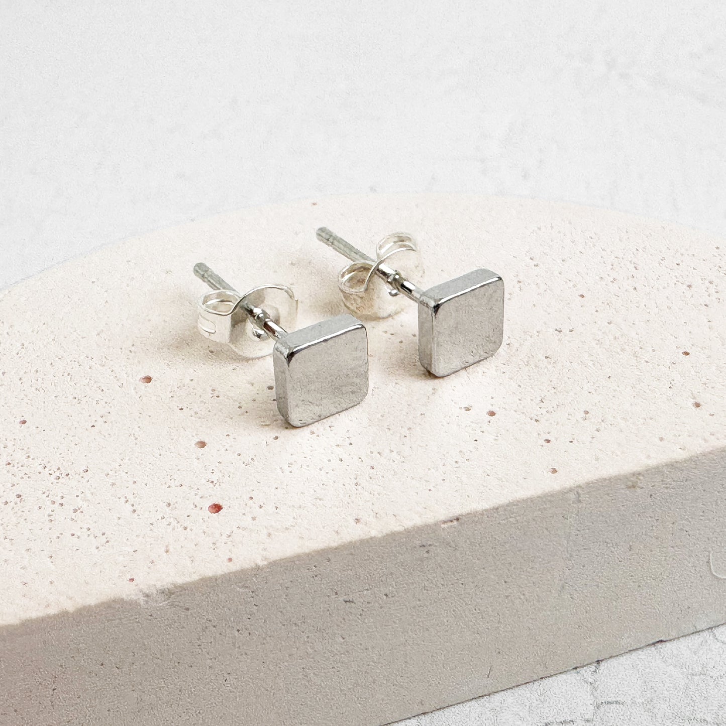 Square Stud Earrings in Silver