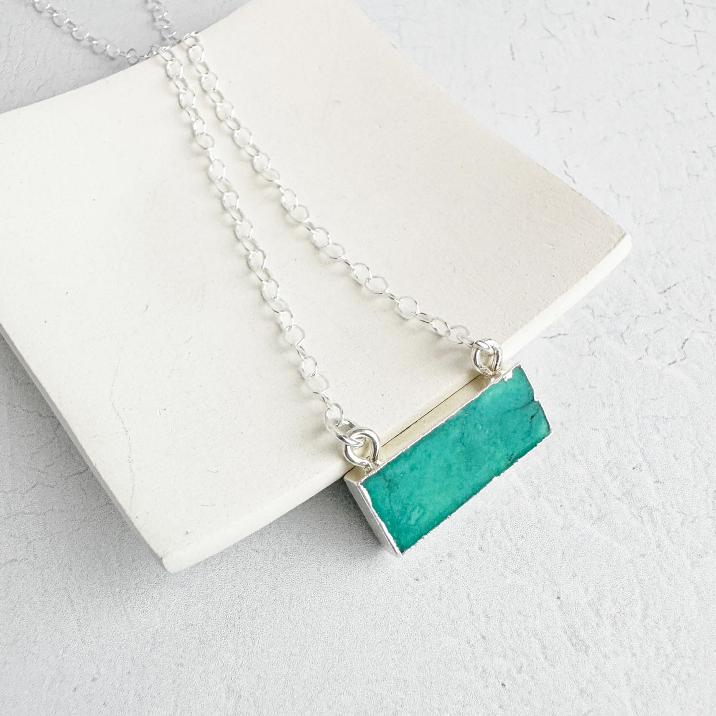 Tibetan Turquoise Bar Necklace in 14k Gold Filled and Sterling Silver