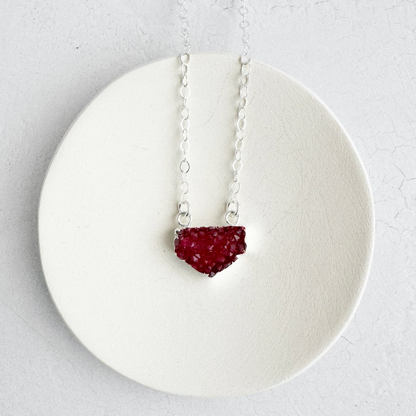 Small Red Druzy Chevron Necklace