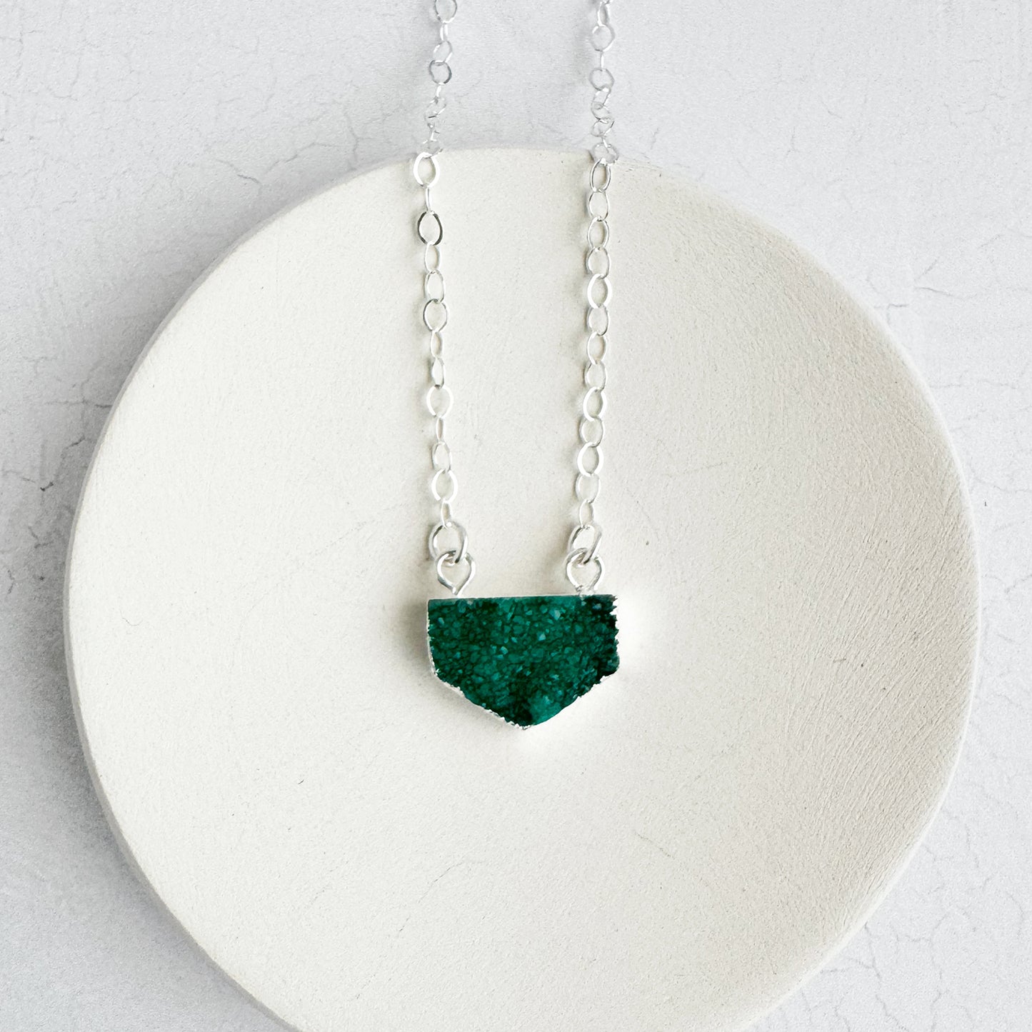 Small Green Druzy Chevron Necklace