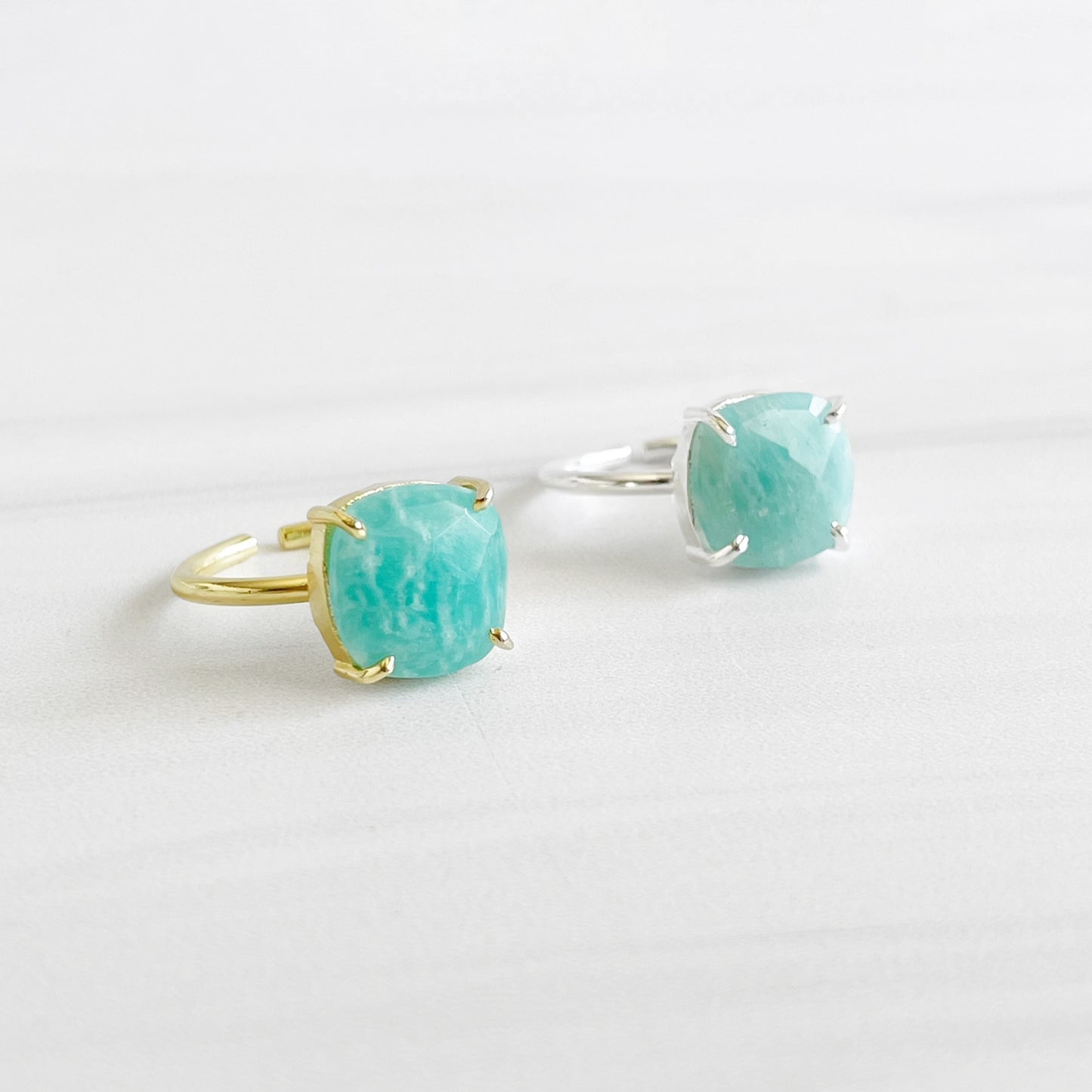 Amazonite Gemstone Ring Prong Setting in Silver or Gold