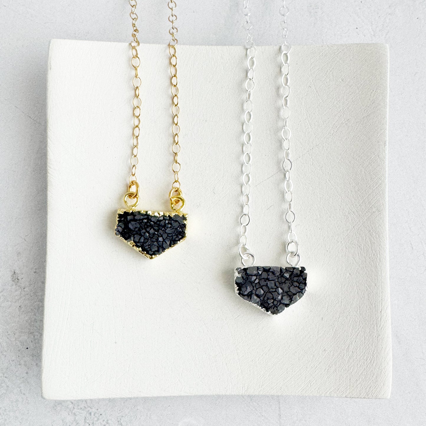 Small Gray Druzy Chevron Necklace