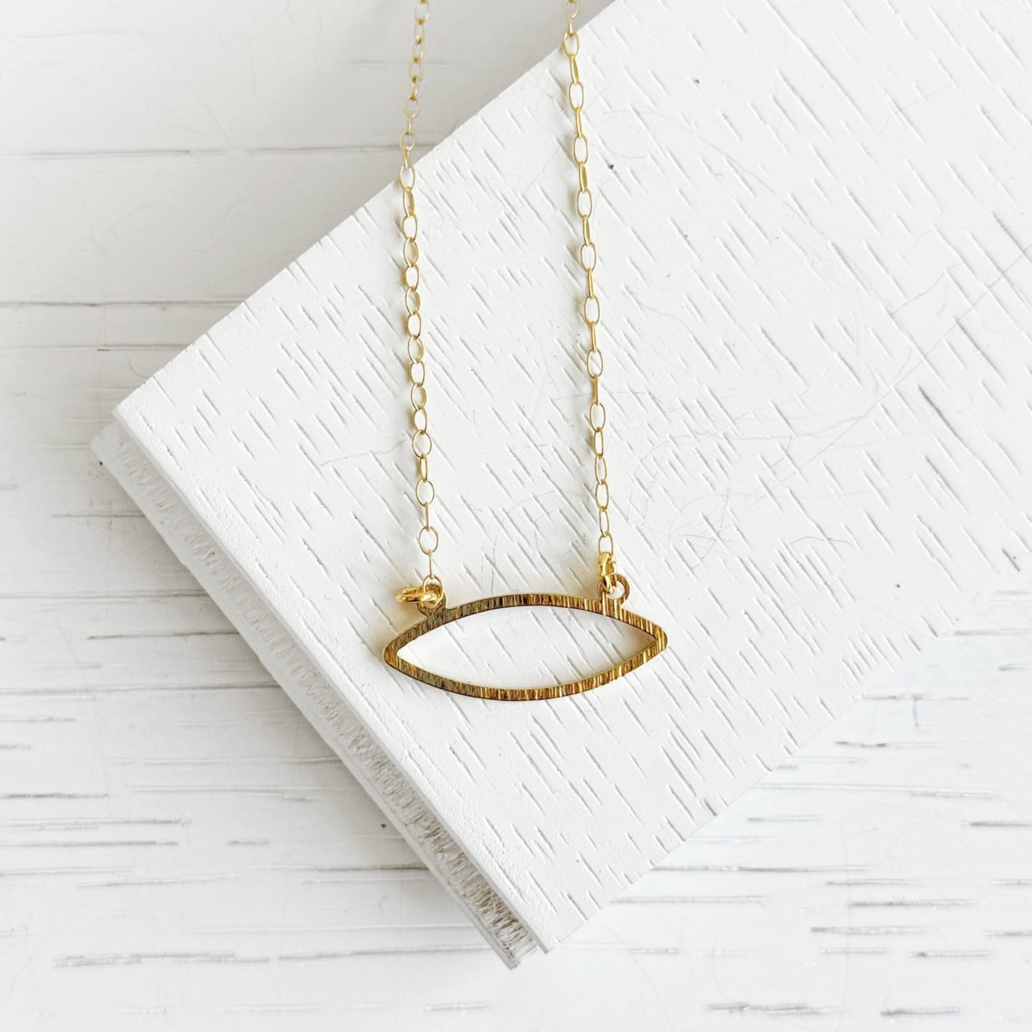 Marquise Charm Necklace in 14k Gold Filled Chain