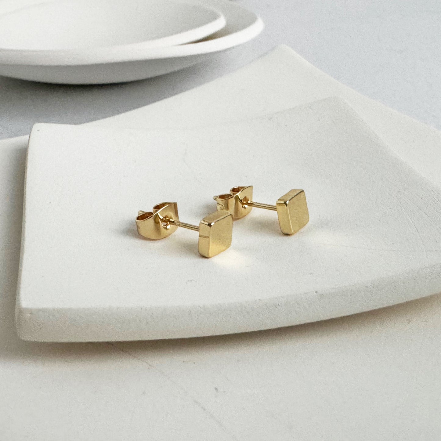 Square Stud Earrings in 18k Gold Plating