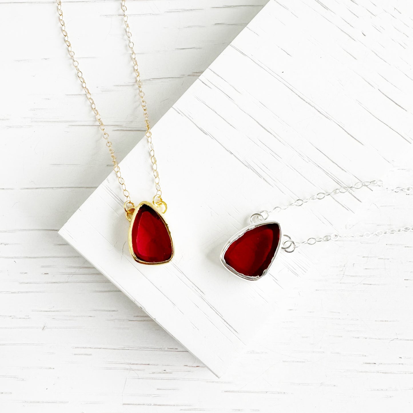 Red Chalcedony Teardrop Necklace in 14k Gold Filled or Sterling Silver