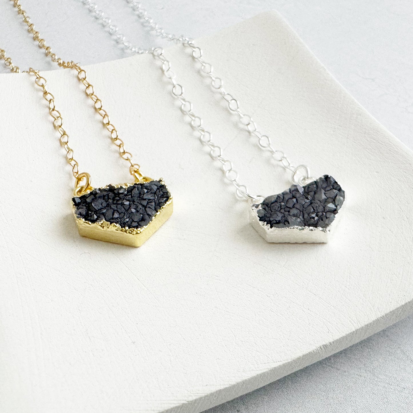 Small Gray Druzy Chevron Necklace
