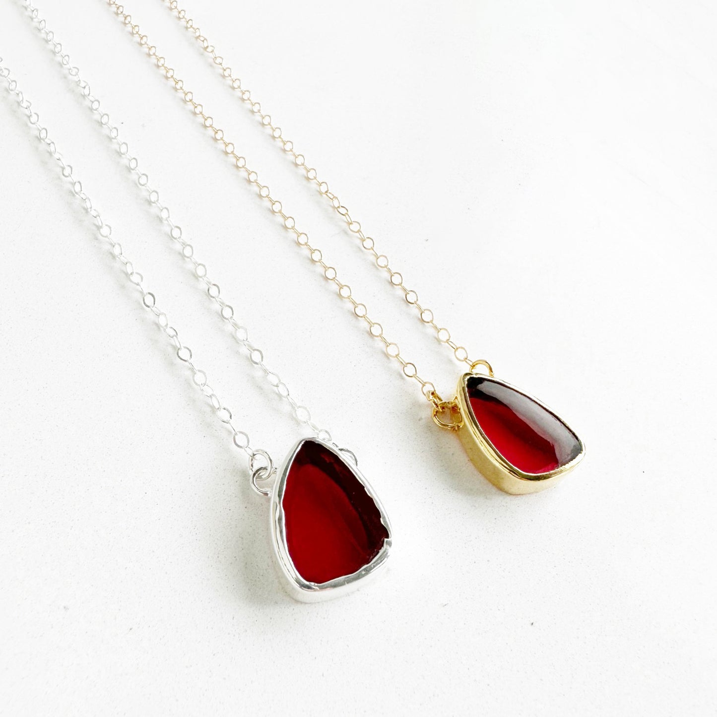 Red Chalcedony Teardrop Necklace in 14k Gold Filled or Sterling Silver