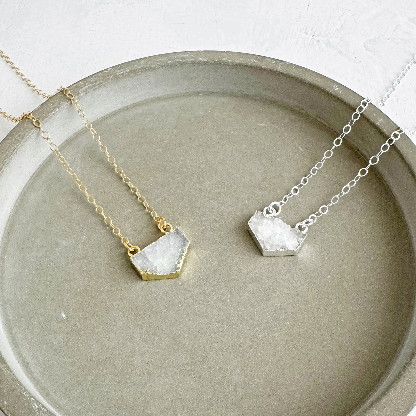 Small White Druzy Chevron Necklace