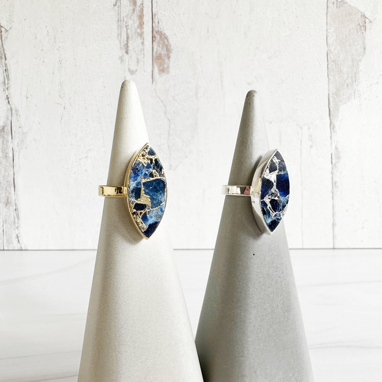 Sapphire Mojave Marquise Statement Ring in in Gold and Silver