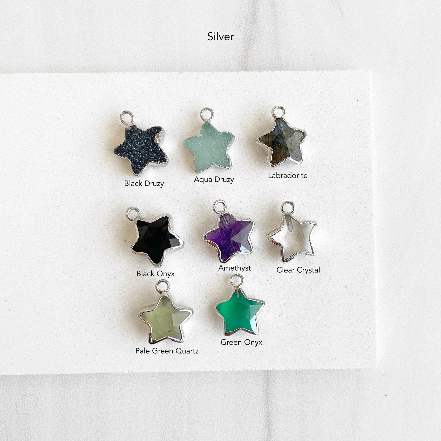 Dainty Gemstone Star Necklace in Gold and Silver