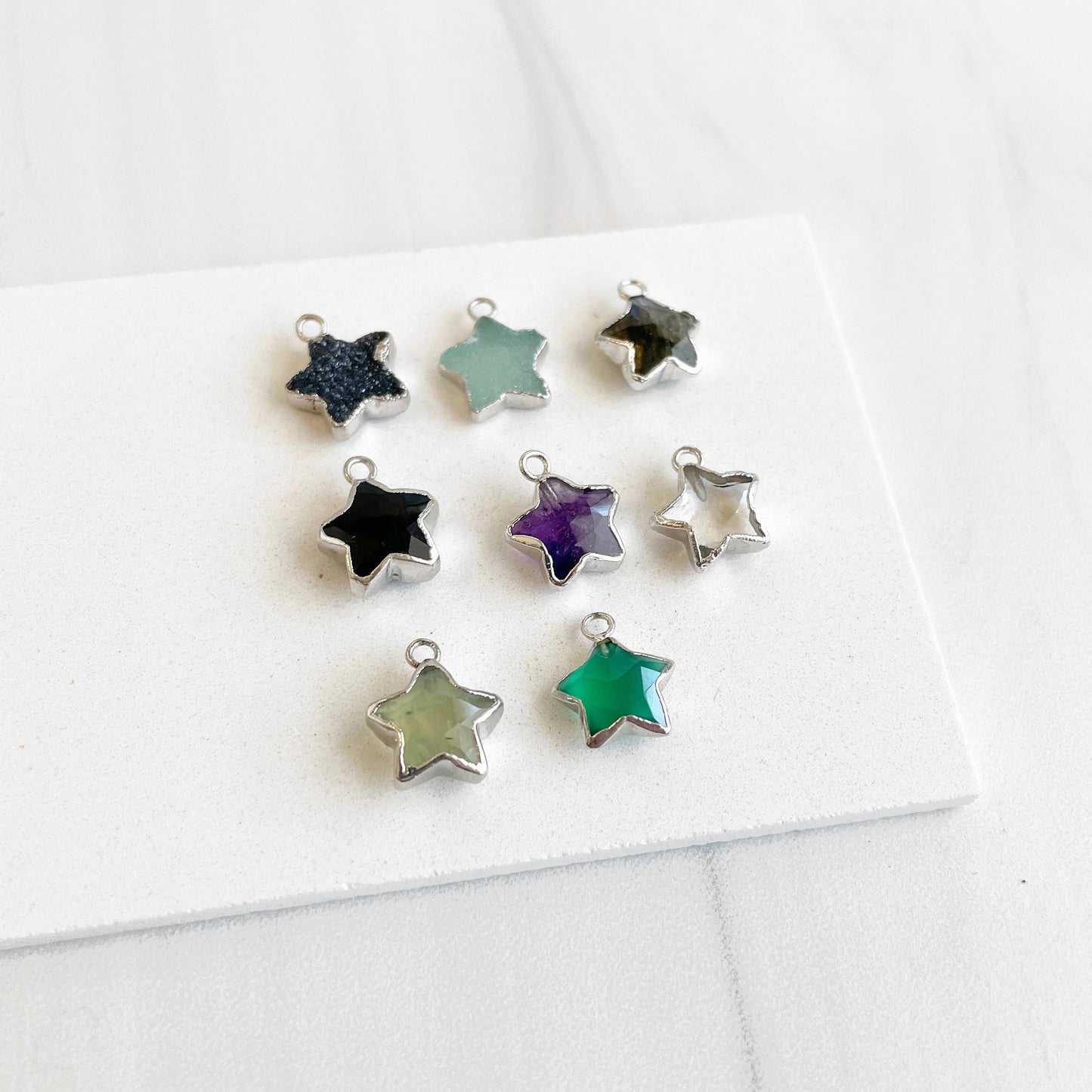 Dainty Gemstone Star Necklace in Gold and Silver