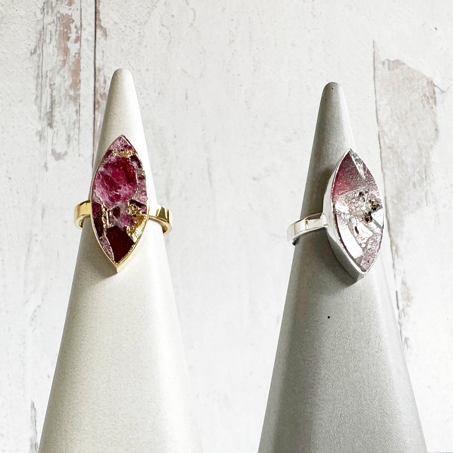 Red Mojave Marquis Statement Ring in Gold and Silver
