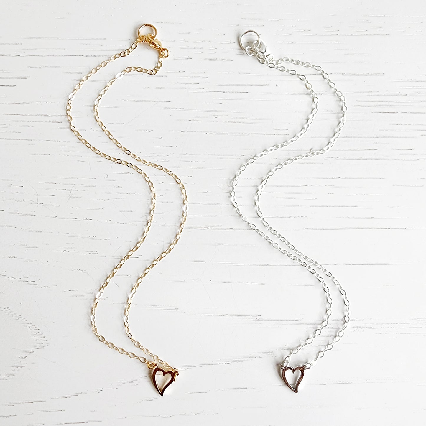 Dainty Heart Necklace in Gold and Silver
