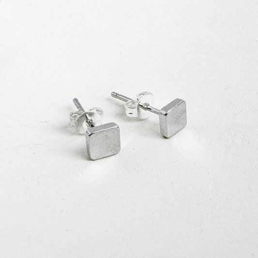 Square Stud Earrings in Silver