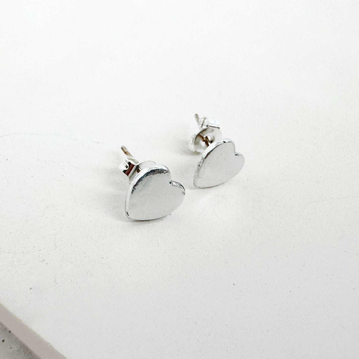 Heart Stud Earrings in Silver