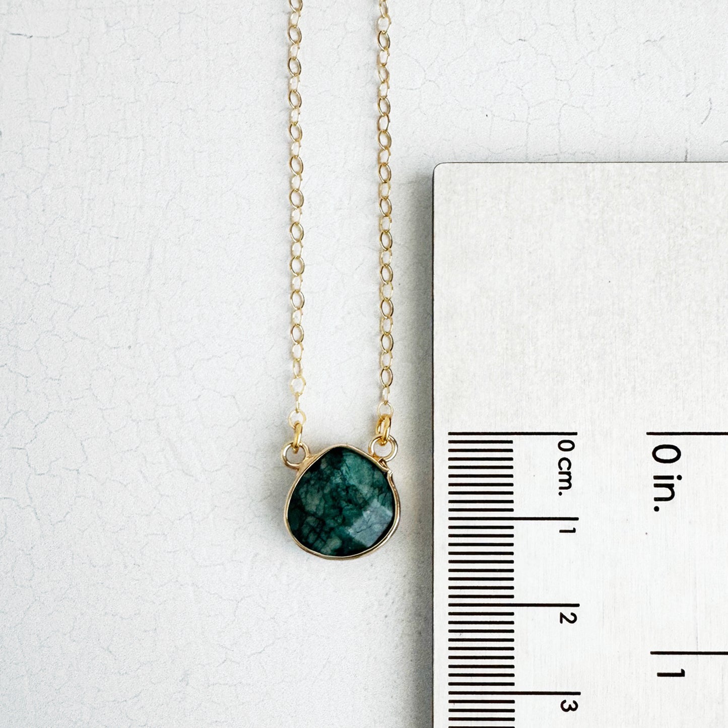 Faceted Jade Teardrop Necklace in 14k Gold Filled