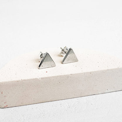 Triangle Stud Earrings in Silver