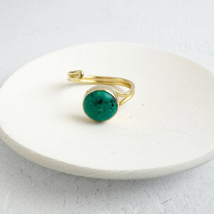 Natural Turquoise Wrap Ring in Gold and Silver