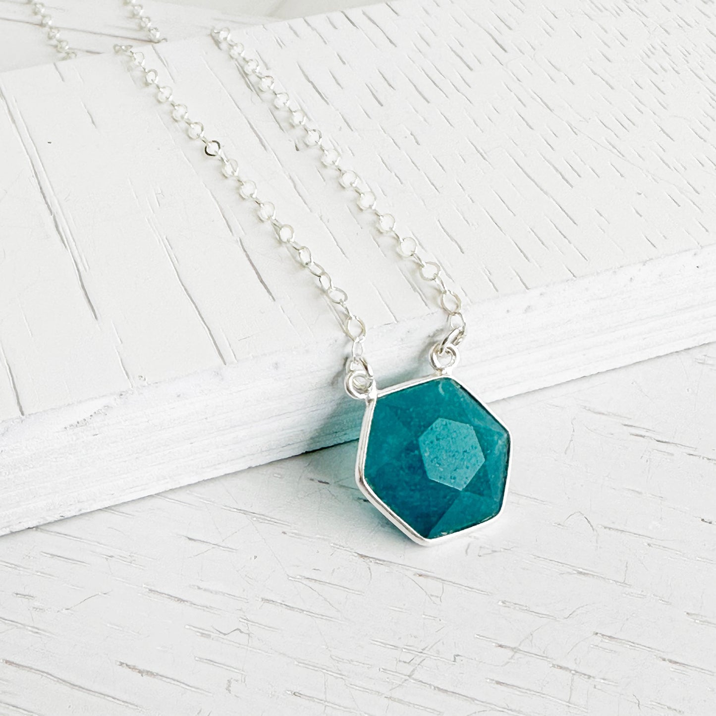 Apatite Hexagon Layering Necklace in Gold and Silver