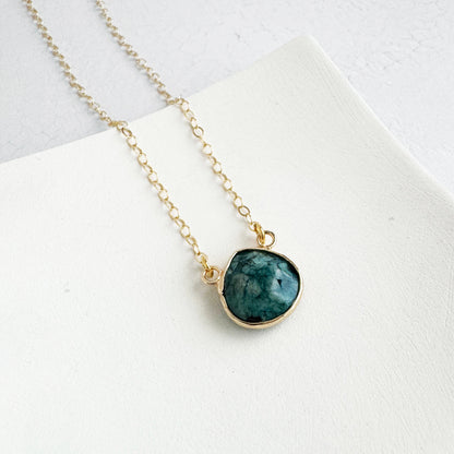 Faceted Jade Teardrop Necklace in 14k Gold Filled