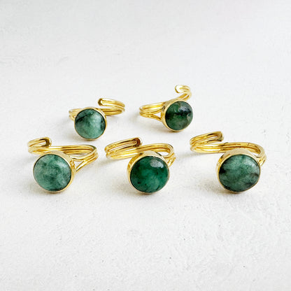 Emerald Wrap Ring in Gold and Silver