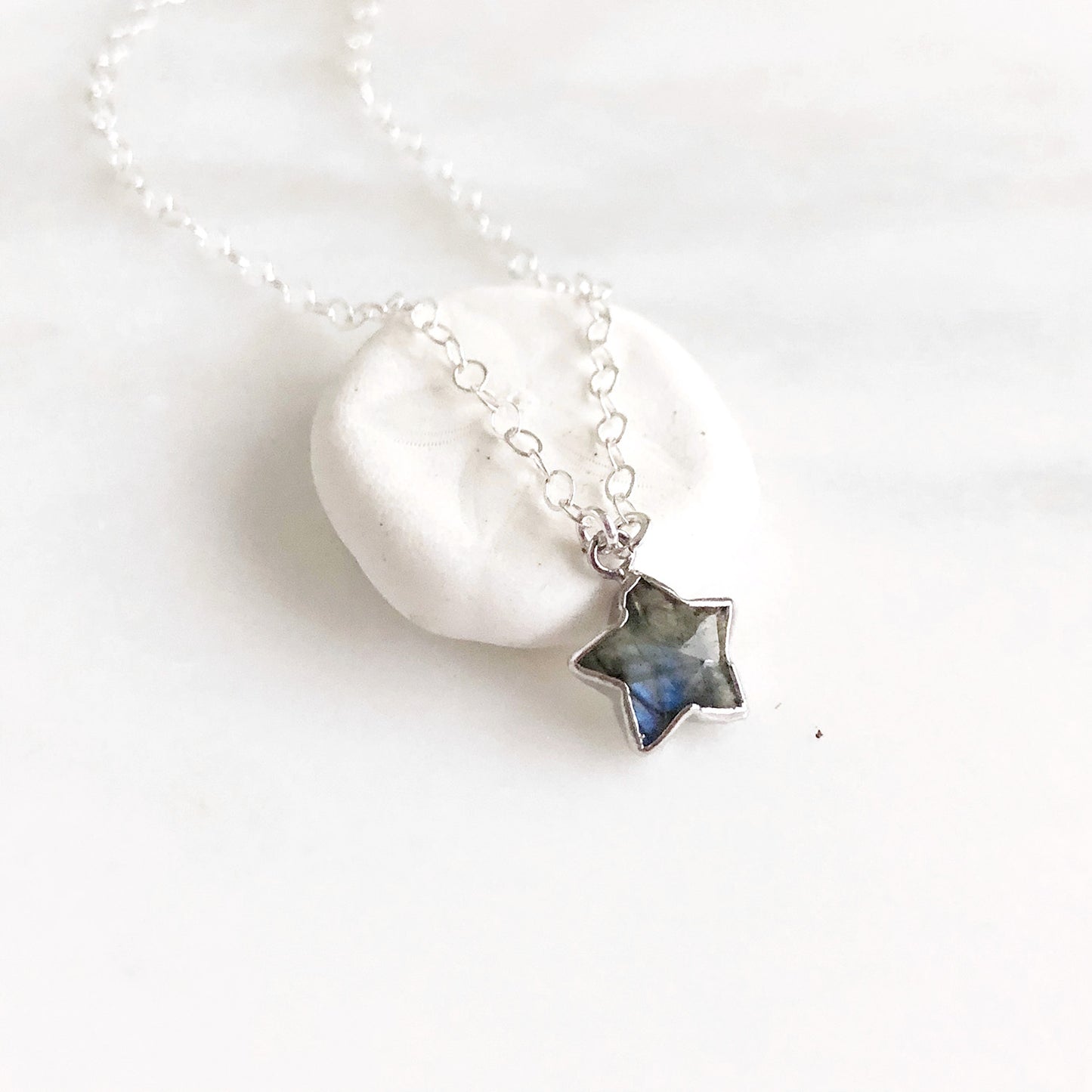 Dainty Labradorite Star Necklace in Sterling Silver