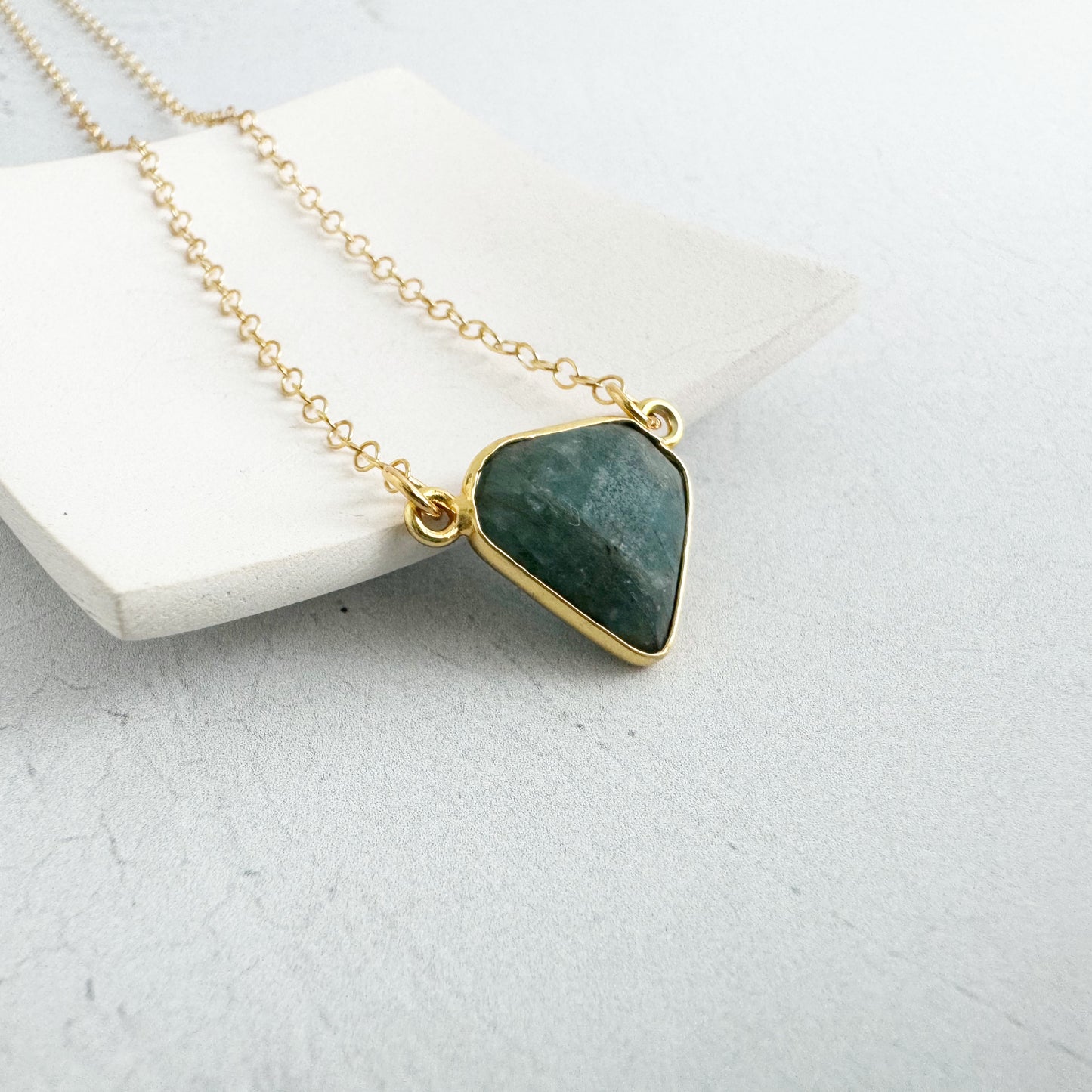 Dainty Triangle Bezel Necklace - Apatite