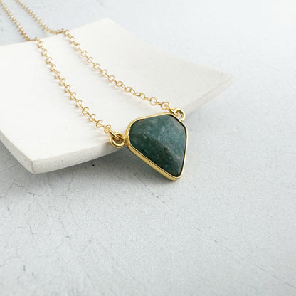 Dainty Triangle Bezel Necklace - Apatite
